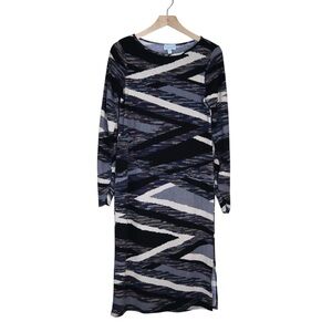Veronica M Women's Long Sleeve Patterned Midi Dress Size M